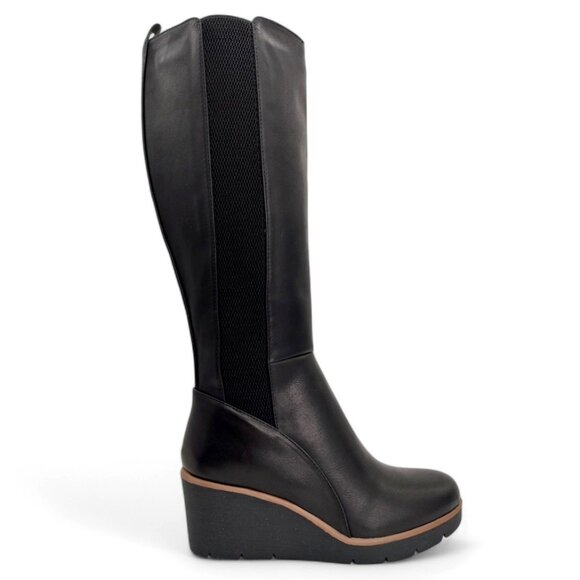 Soul Naturalizer Women's Size 7W Black Adrian Wide Calf Knee High Wedge Boots - Picture 5 of 12